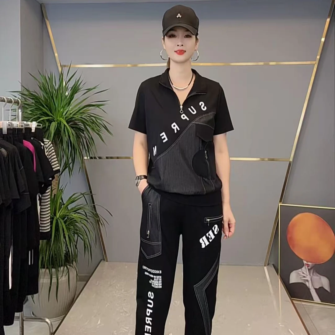 shishu/拾束2025年夏季新款时尚个性字母印花显瘦百搭套装AJ2668