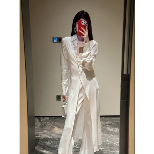 法式气质高级感修身中长款防晒上衣蕾丝内搭女百搭垂感休闲裤套装