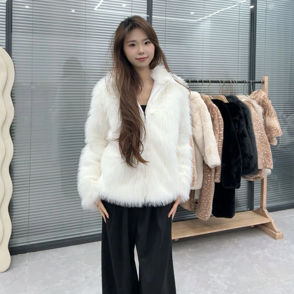 {云绒雪团}高级时尚绒短外套高级有领柔绒变领小外套蓬松毛绒上衣