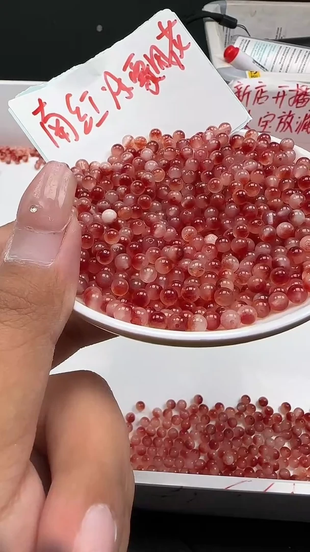 未镶嵌南红玛瑙珠宝半成品南红冰飘花N17卡4mm60颗