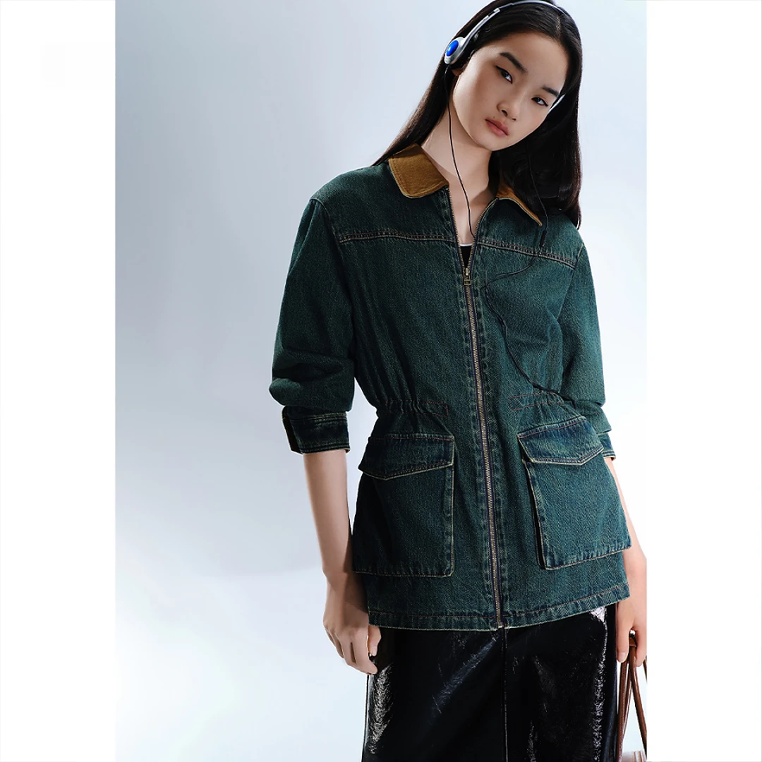 SALT.P可颜 2025年春季新款撞色牛仔外套AC35110040
