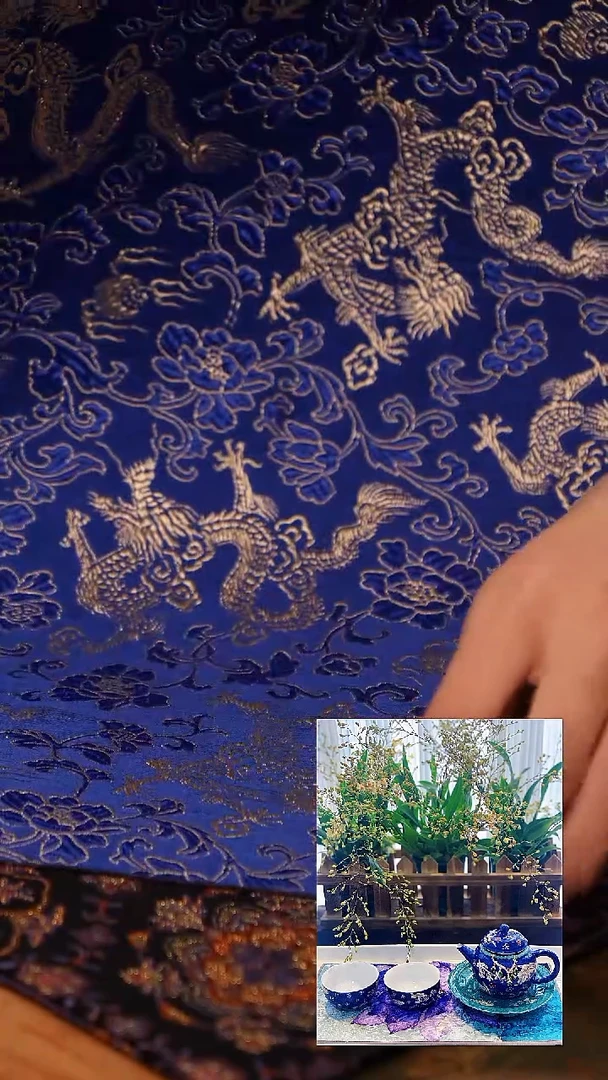 【闪购商品】蓝色龙纹牡丹茶席