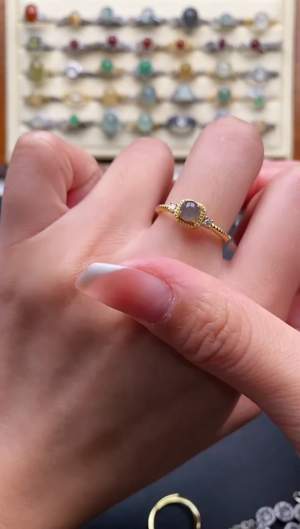 银S925镶嵌戒指翡翠333333+8