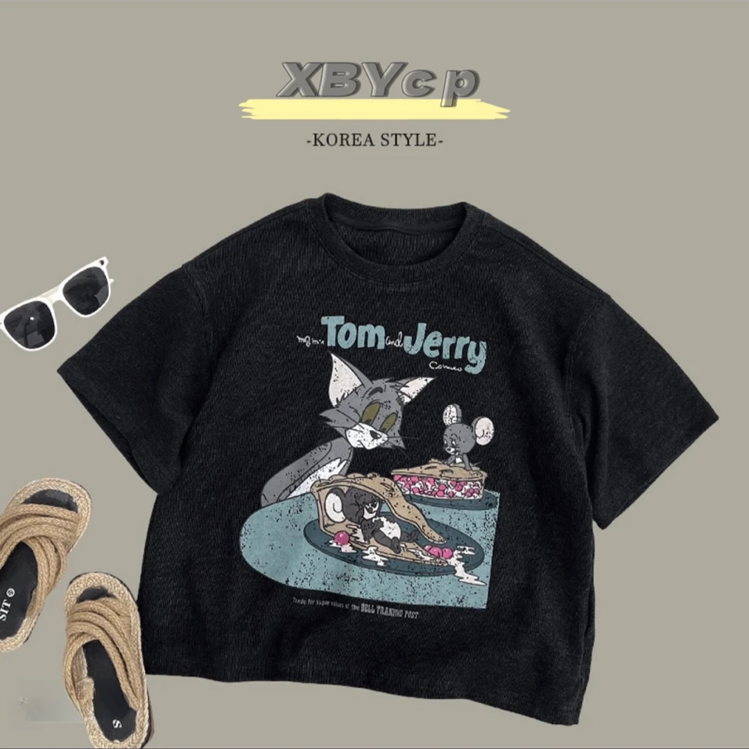 [亲子装]卡通短袖休闲T恤女童体恤半袖男童韩版夏季圆领夏装