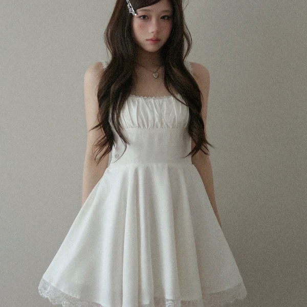 vuillard【晨露栀子Jasmine】温柔仙女裙奶油减龄收腰吊带连衣裙