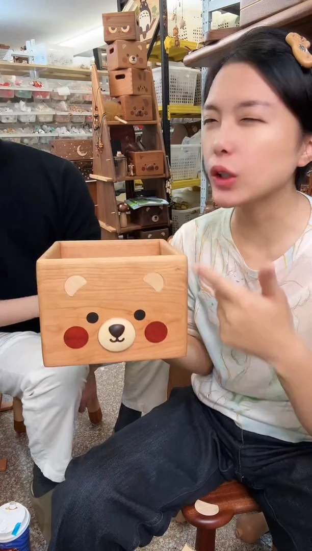木瑕疵樱桃木小熊筐