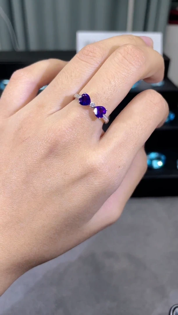 银S925镶嵌戒指紫晶天然宝石