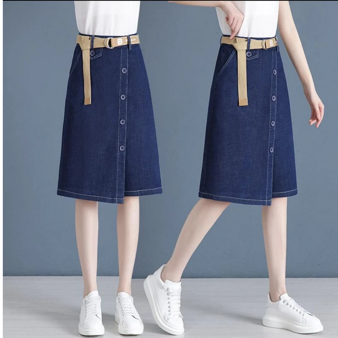 6815【裤长64】阔腿牛仔裤裙女夏季薄款a字中裤高腰半身裙