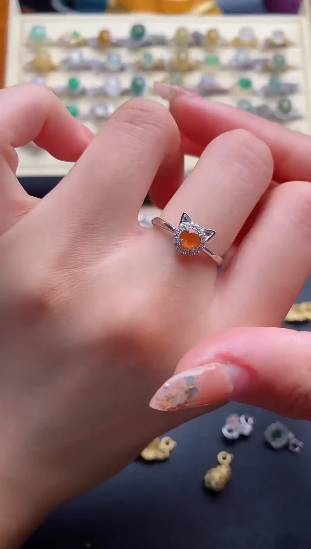 银S925镶嵌戒指翡翠333333+3