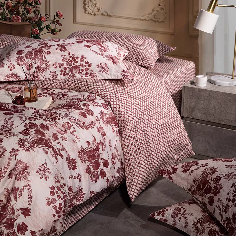 【花戒指】精选！蓝铂纯棉碳素刷毛床单-棠棣花间