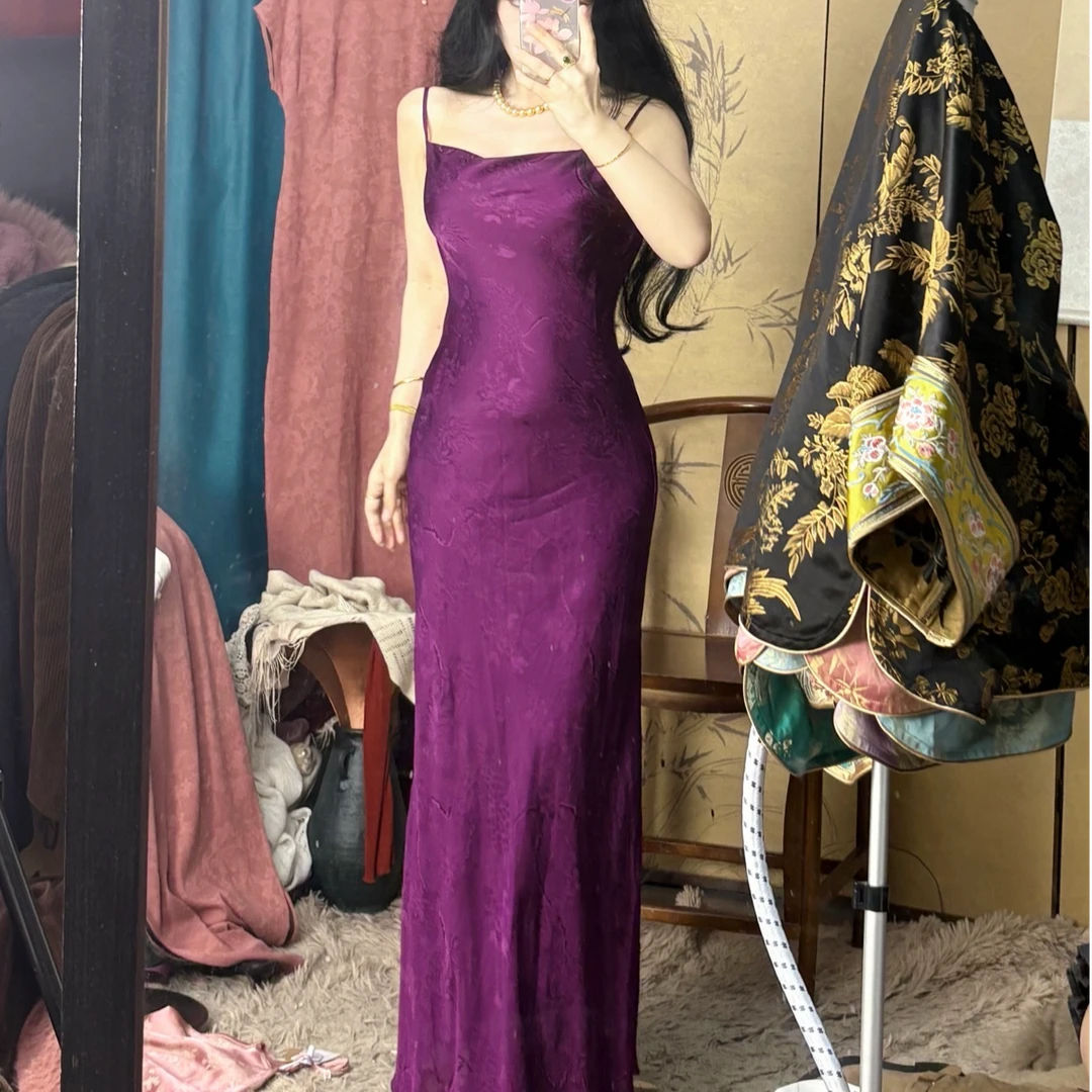 LHMknk1画报夫人原创高级中式贵妇老钱风 富贵紫荡领裙不退不换