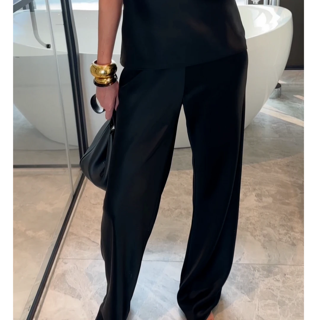 【zhao】都市气质感垂顺丝质长裤丨女装休闲裤子气质轻奢简约新款