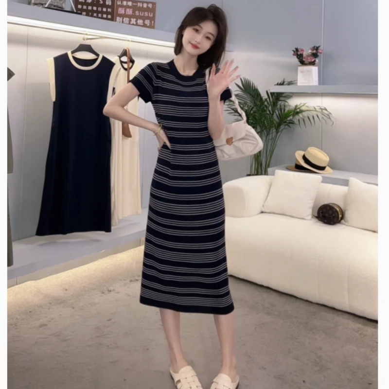 2025含棉新款气质高档女款连衣裙爆款洋气显瘦夏天试试开叉裙子女