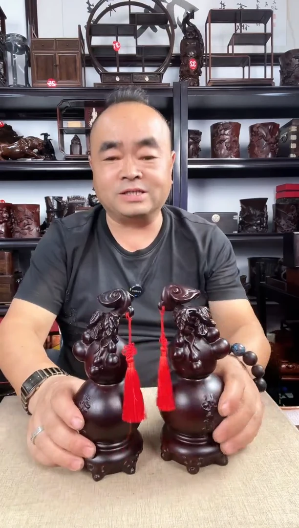 木一对葫芦老李红木工艺品