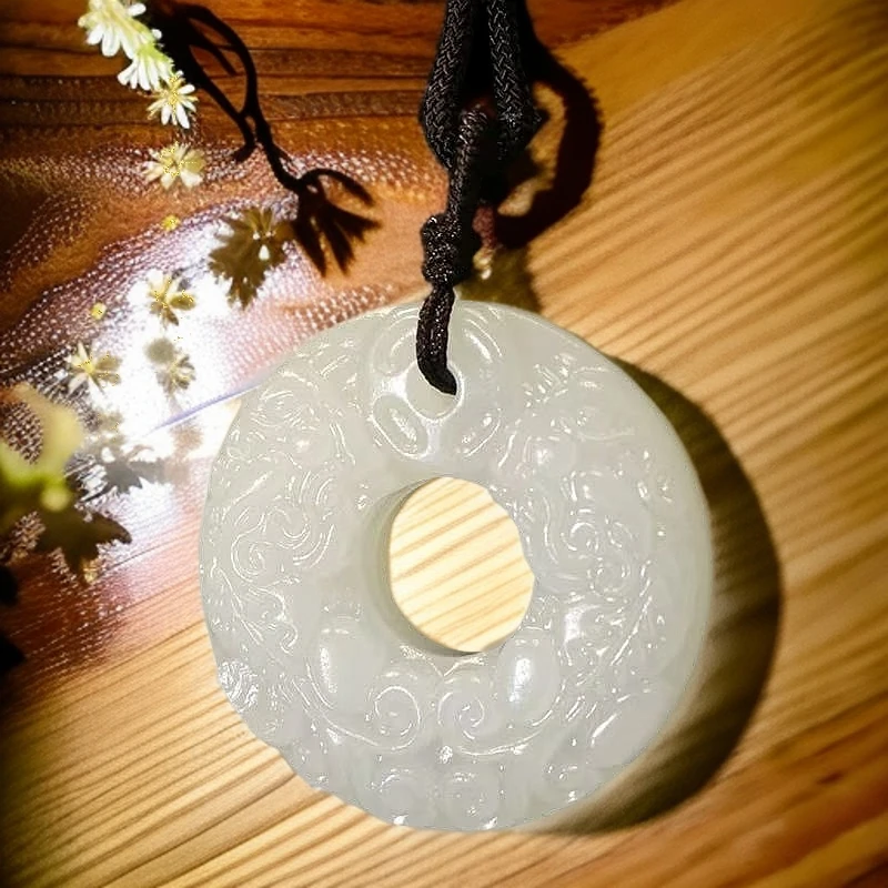 高奢/天然玉石/精雕平安扣/男女同款祥云扣/补贴价