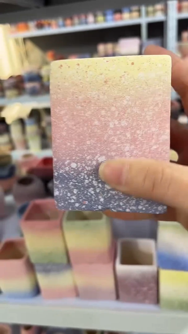 麦饭石粗陶多肉花盆6*8