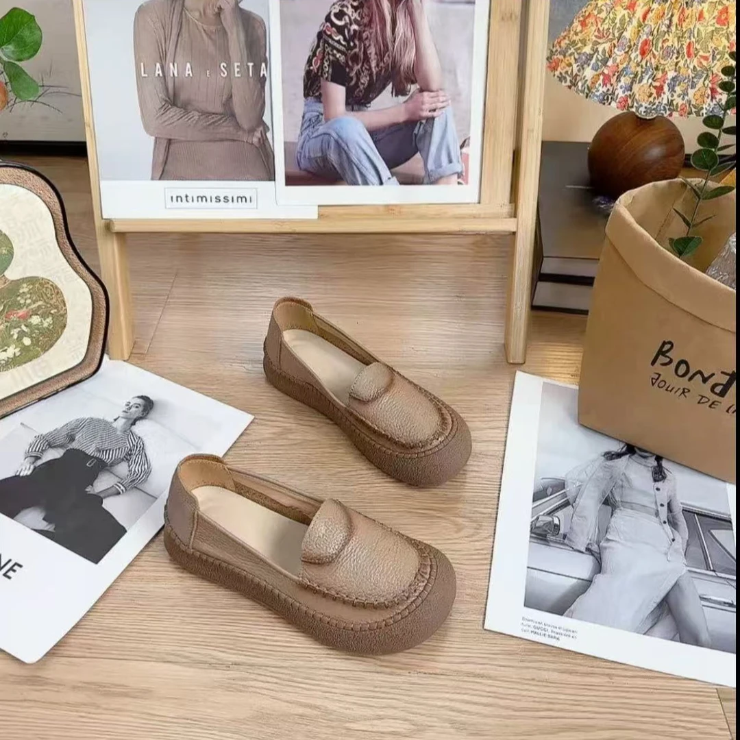 新款缝线圆头舒适百搭套包软底妈妈鞋6916