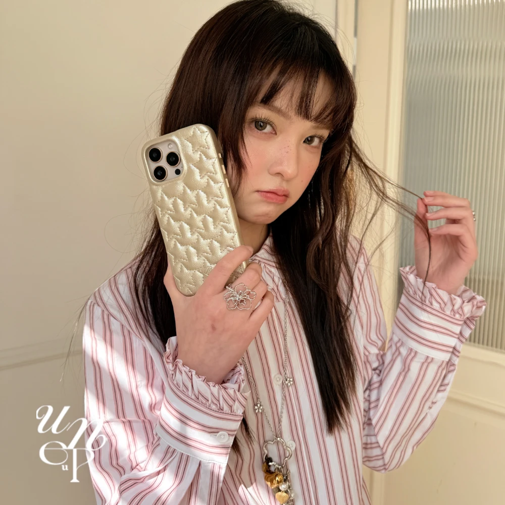 UNEUPEU原创星星纹皮革壳适用于苹果15手机保护壳iphone16pro max