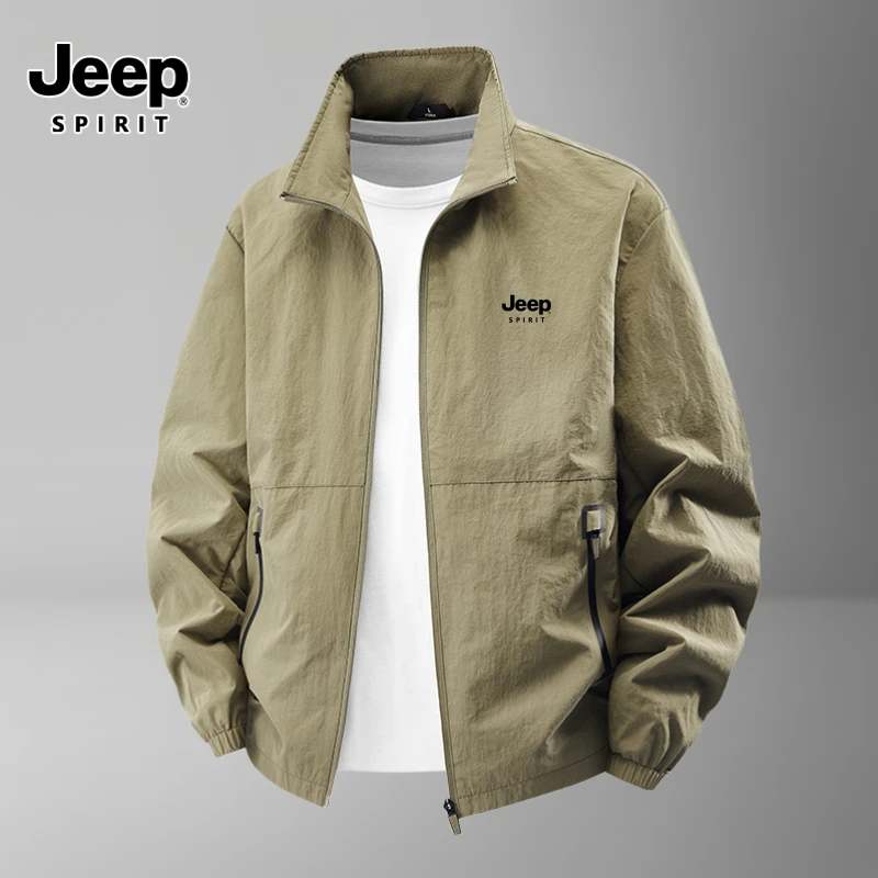 Jeep spirit吉普新款春秋立领夹克男士外套宽松户外休闲大码上衣
