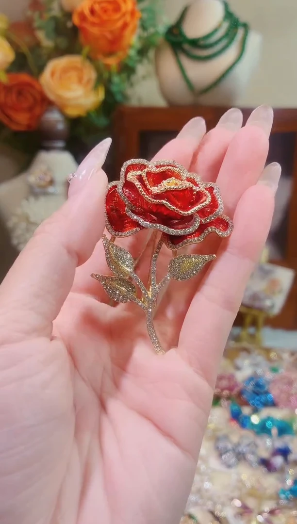 合成立方氧化锆铜合金红色玫瑰