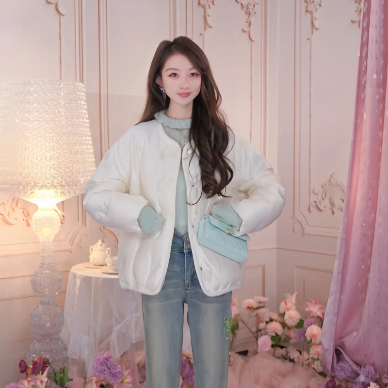 CHARFEN朝峰25冬鹅绒醋酸国风盘扣新国标羽绒外套CFF3A910-9009Y