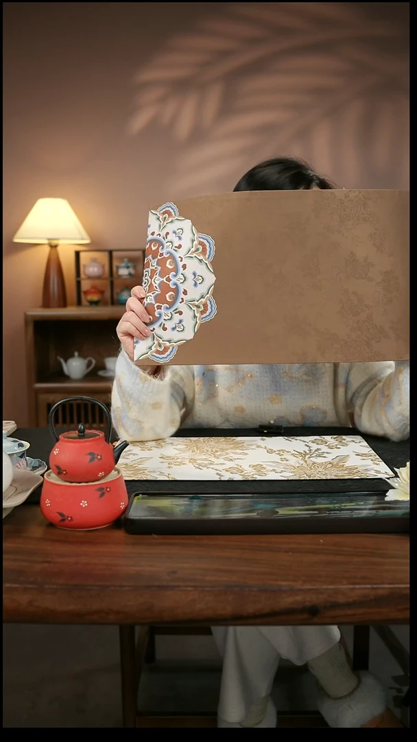 青云茶斋陶瓷茶具双面可用宝相提花茶席