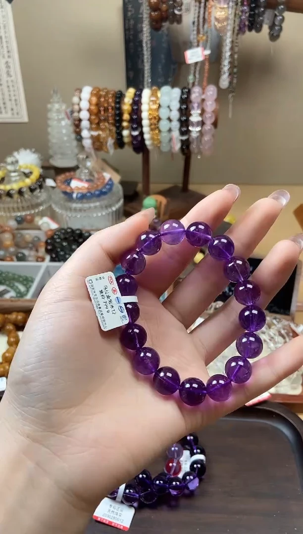 水晶手链未镶嵌12mm乌拉圭紫水晶