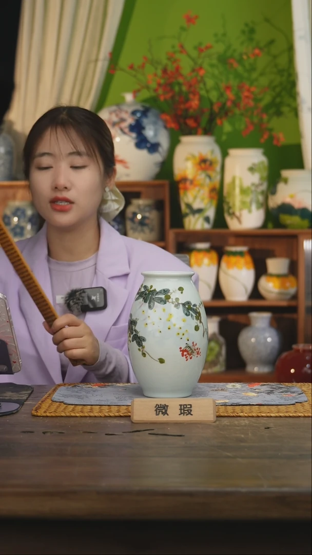 瓷片景德镇纯手工手绘花器摆件