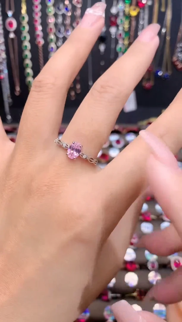 蓝宝石戒指银S925镶嵌银色