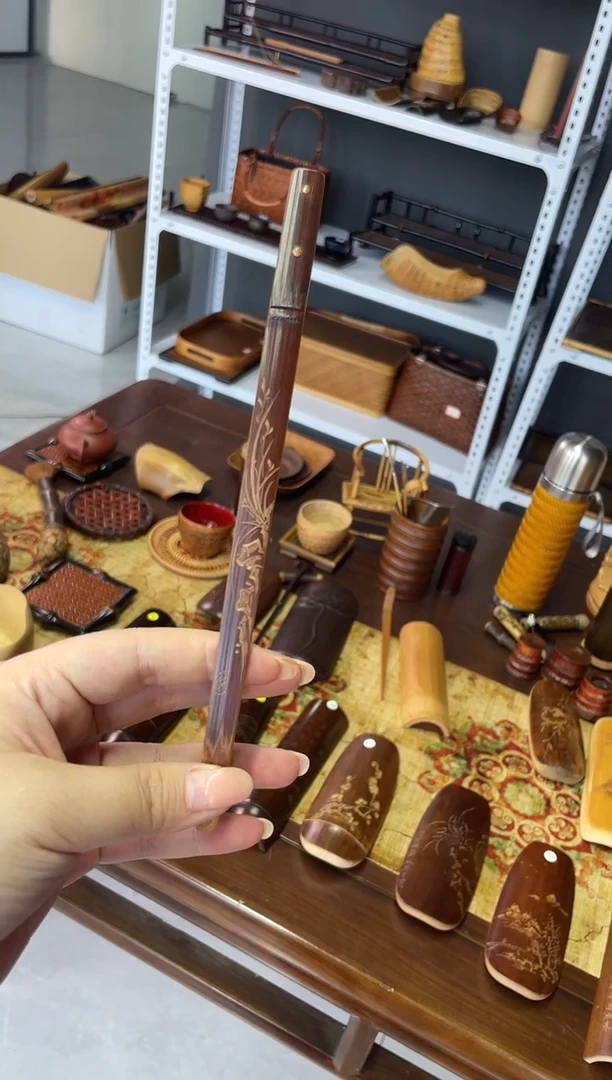 雕刻款老煤竹茶夹纯手工