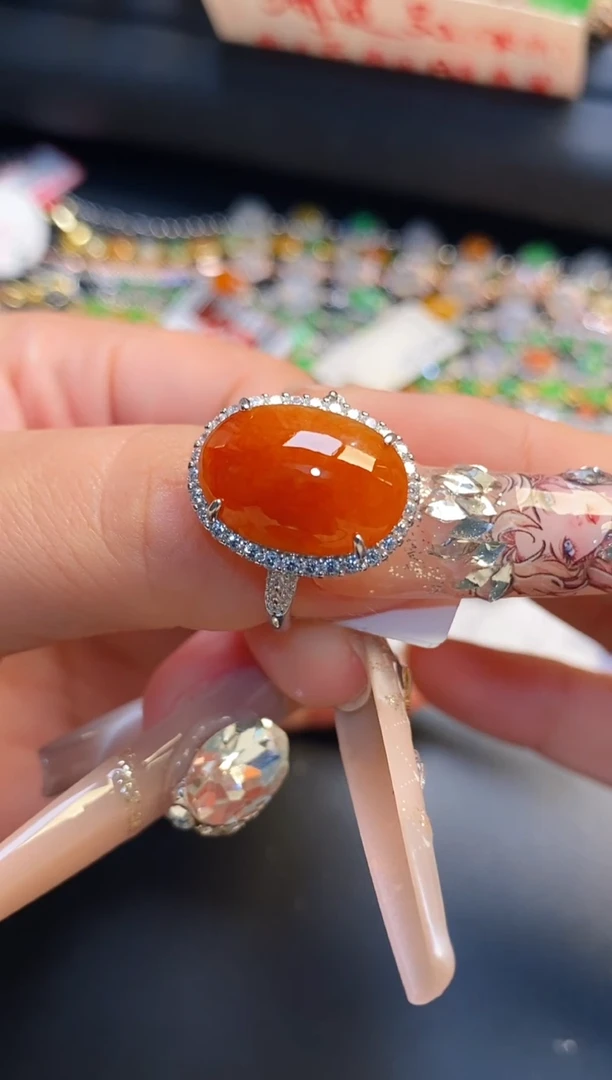 银S925镶嵌戒指翡翠天然