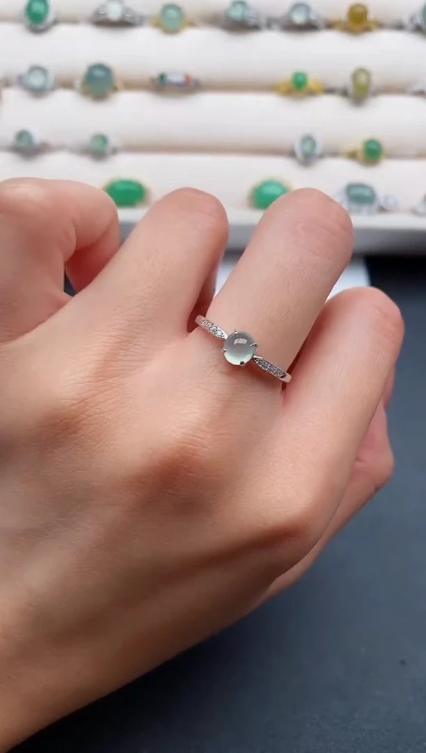 银S925镶嵌戒指翡翠22222222+2