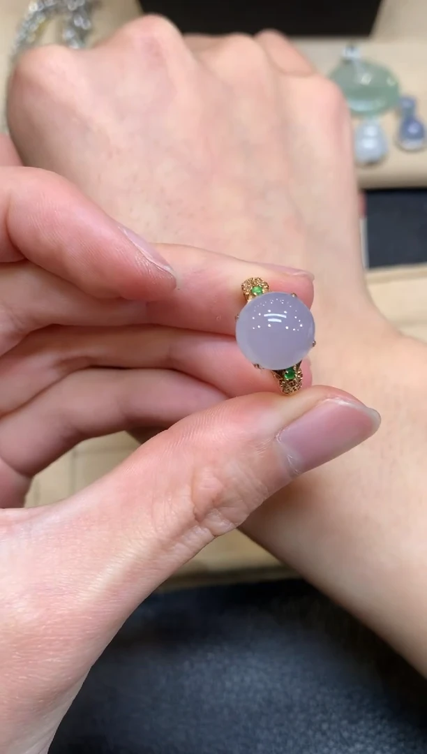 【闪购商品】翡翠戒指18K金镶嵌蛋面【无服务费】