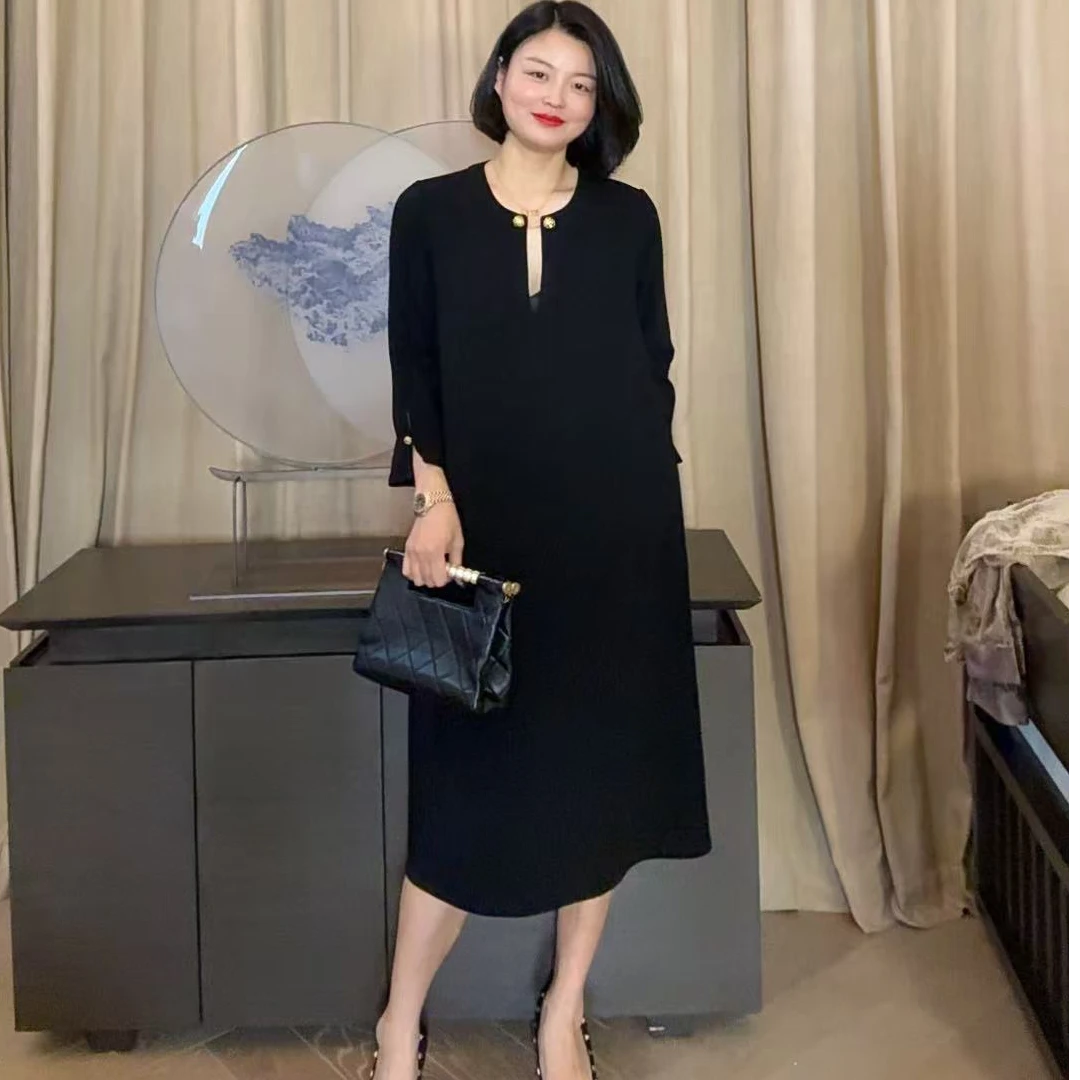 TANTAN 显瘦气质开叉宽松百搭连衣裙LL 2489