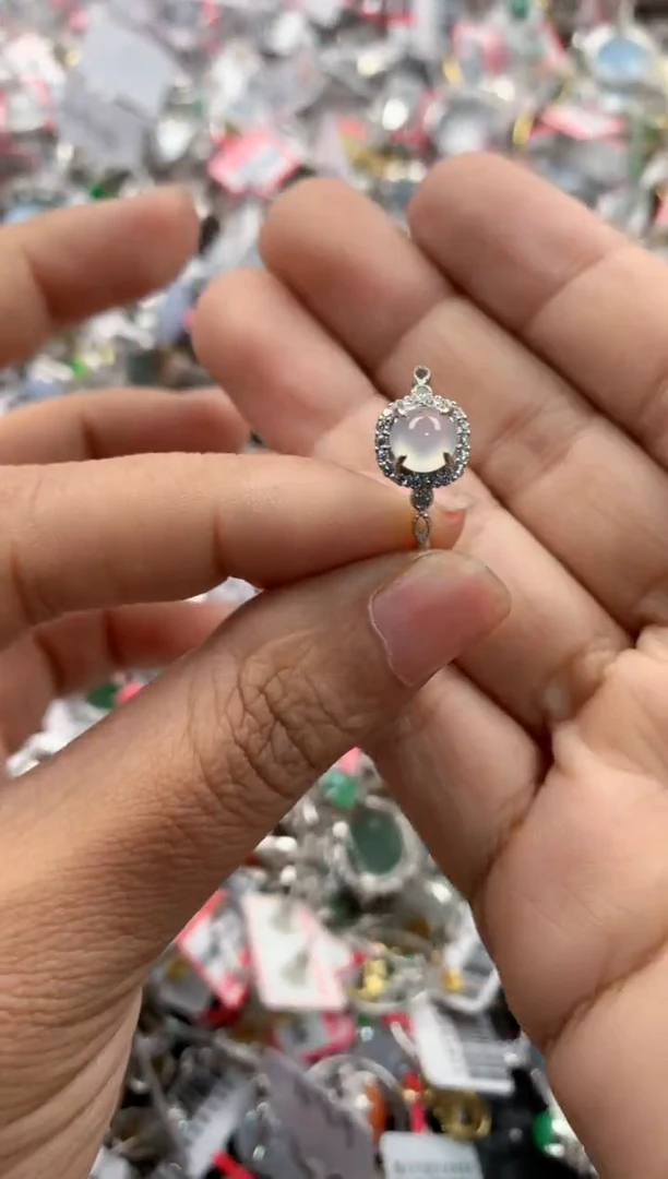 银S925镶嵌戒指翡翠6666    7