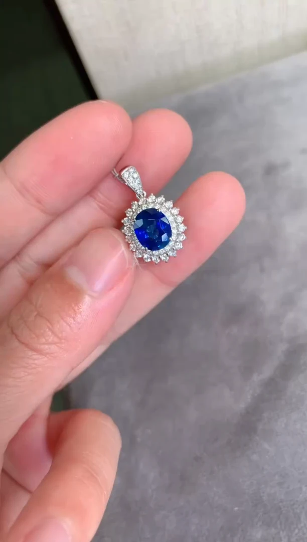 【闪购商品】蓝宝石吊坠(不含链)18K金镶嵌1.5CT