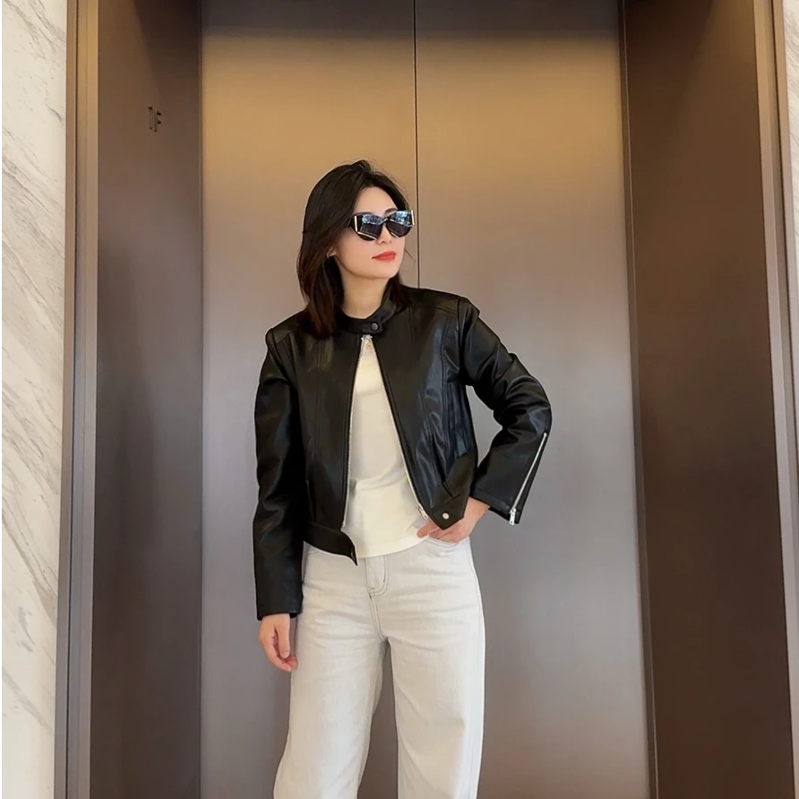 【春季新款】复古立领设计感休闲酷飒机车夹克6120