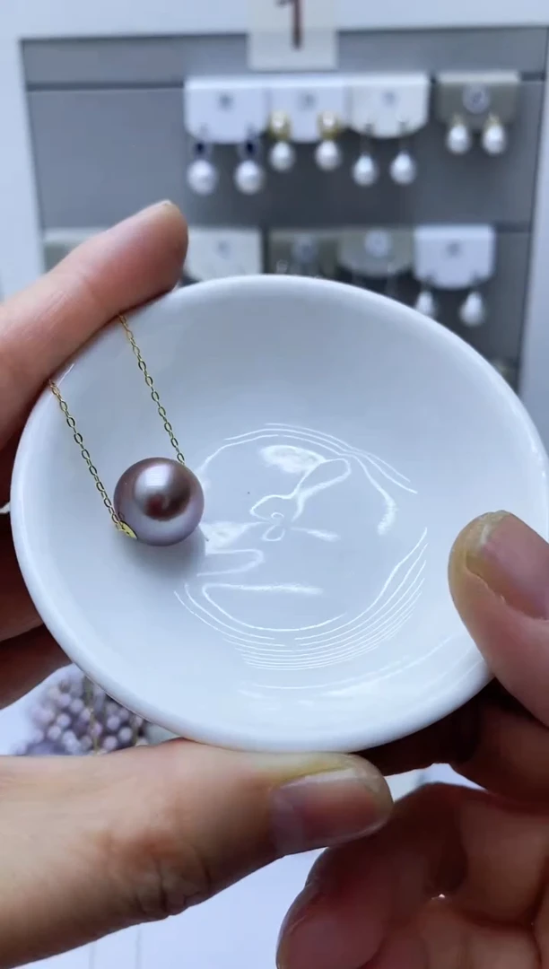 【闪购商品】淡水珍珠耳饰18K金镶嵌路路通吊坠