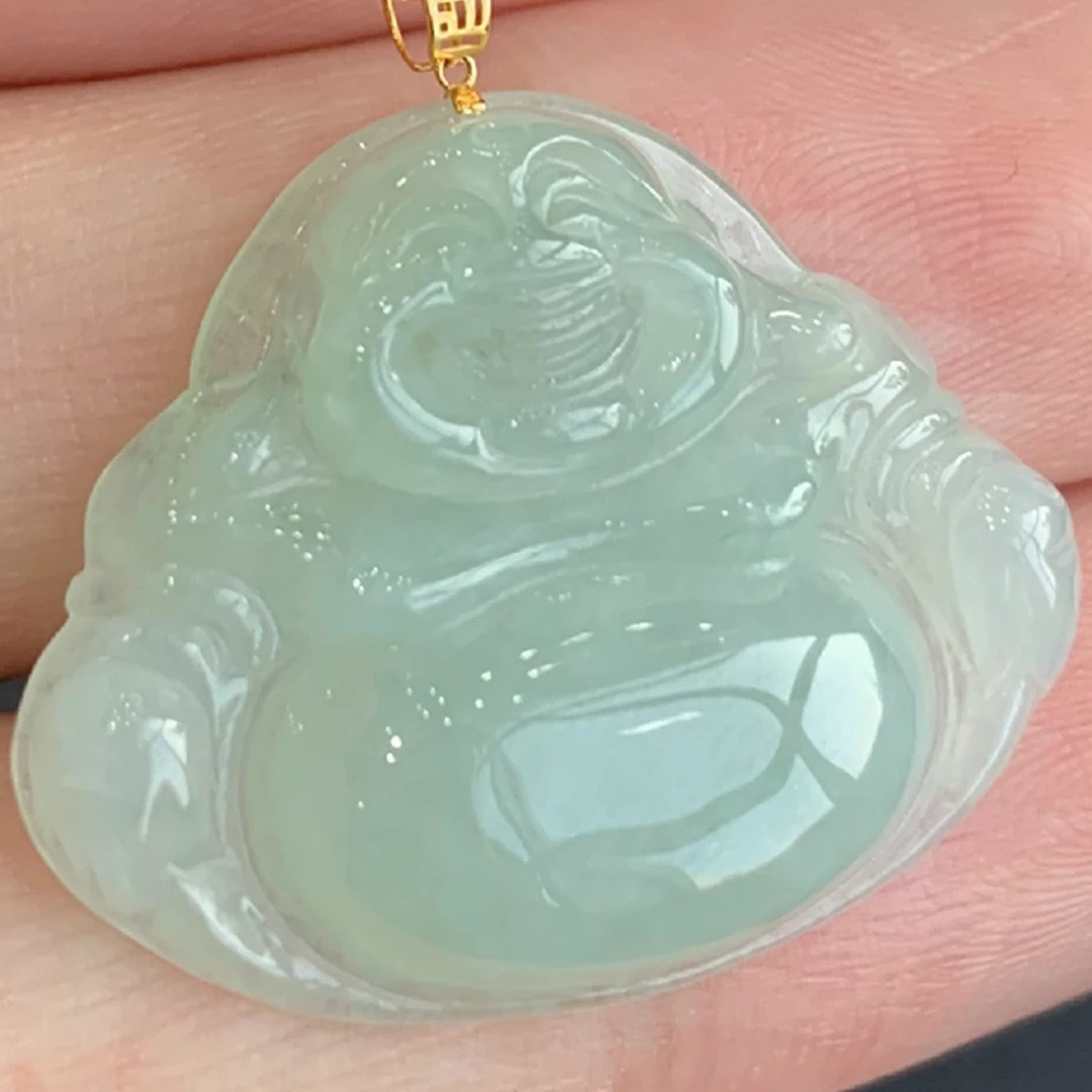 八七珠宝翡翠金镶冰晴佛公 多样性发一件 天然A货翡翠