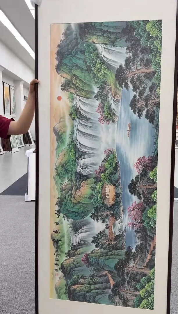 国画手绘219*88旭日东升