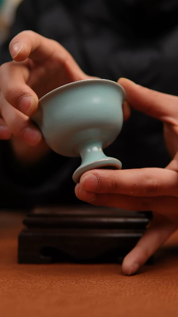 【闪购商品】瓷片原产地原矿仿古高足杯微瑕福利