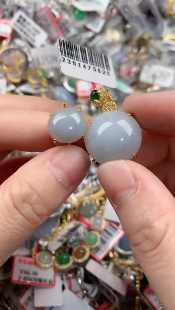 银S925镶嵌戒指翡翠5555----7