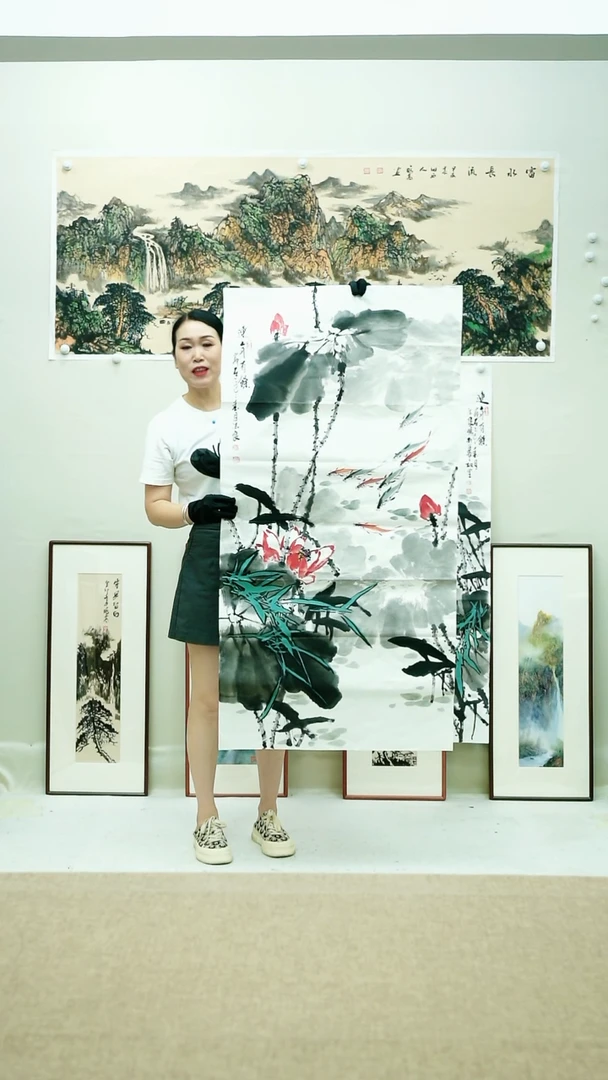 国画老*138*68李法良手绘花鸟软片