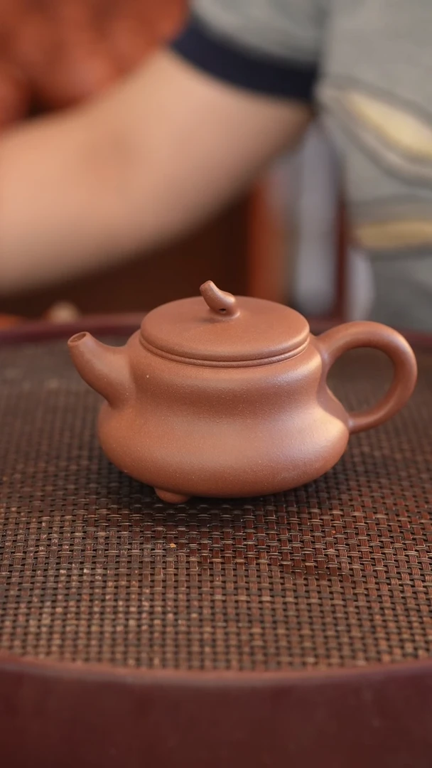 茶壶紫砂葫芦 紫泥 半手工 210cc