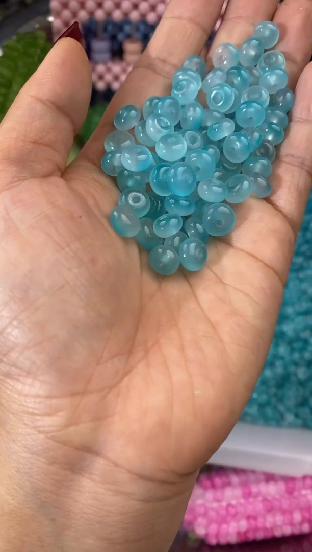 玻璃1410卡8玉料算盘珠150颗初恋蓝