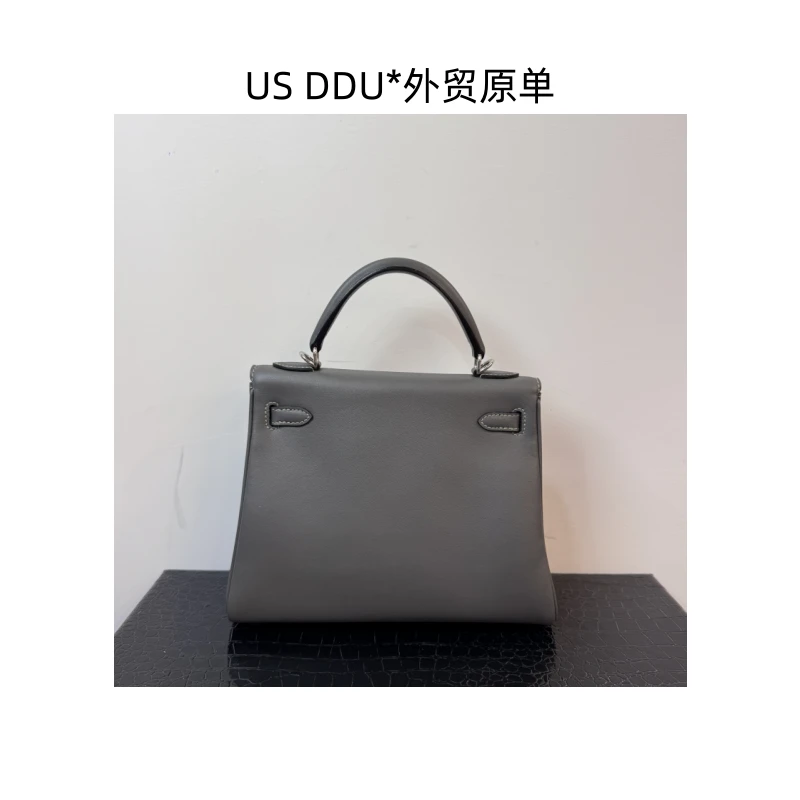 H 石墨灰银扣凯莉25内缝swift皮手提包1261/D014