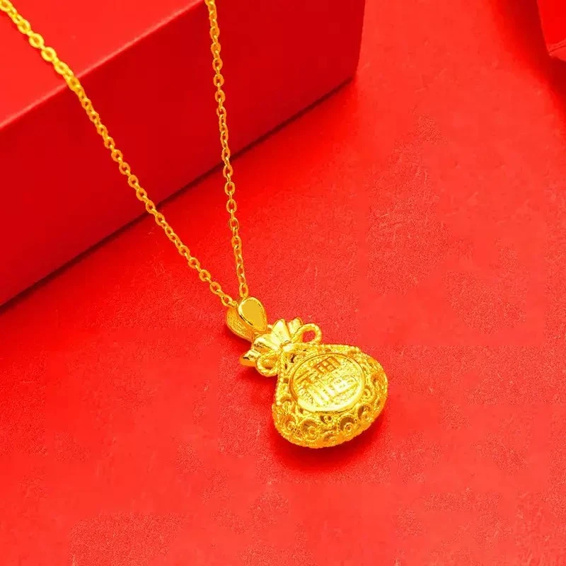 复古镂空花丝福袋吊坠项链轻書民族风时尚锁骨链
