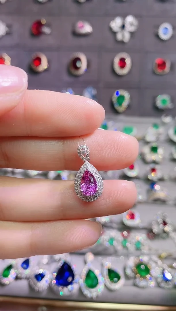 【闪购商品】彩色蓝宝石18K金吊坠18K金镶嵌--