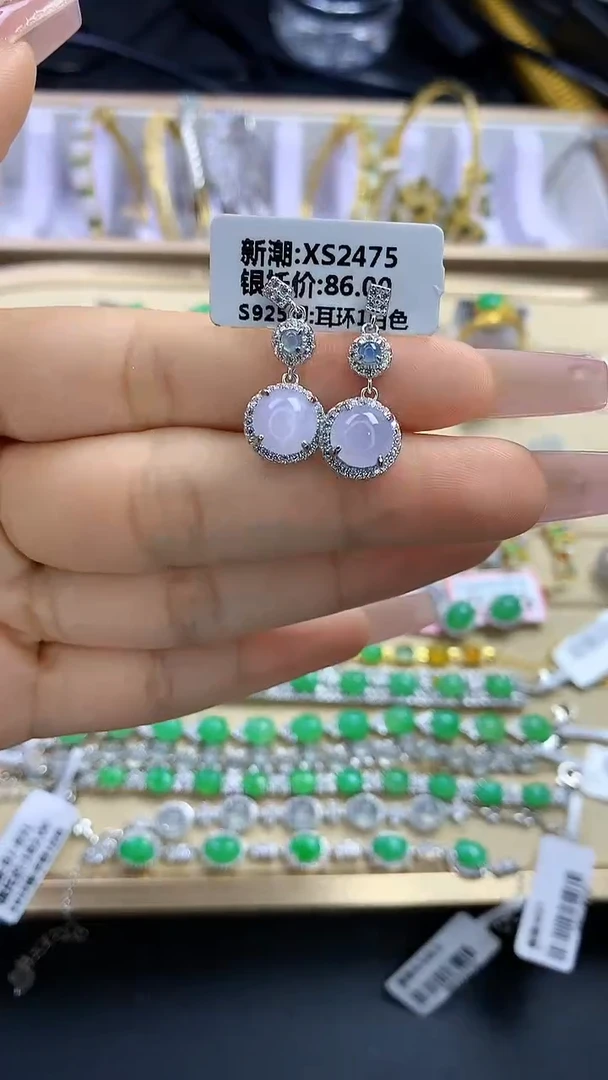 翡翠戒指银S925镶嵌翡翠 蛋面 银S925镶嵌