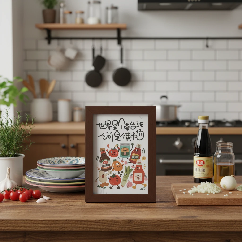 SJ-7寸-811C-89人间是个菜市场红色相框摆台